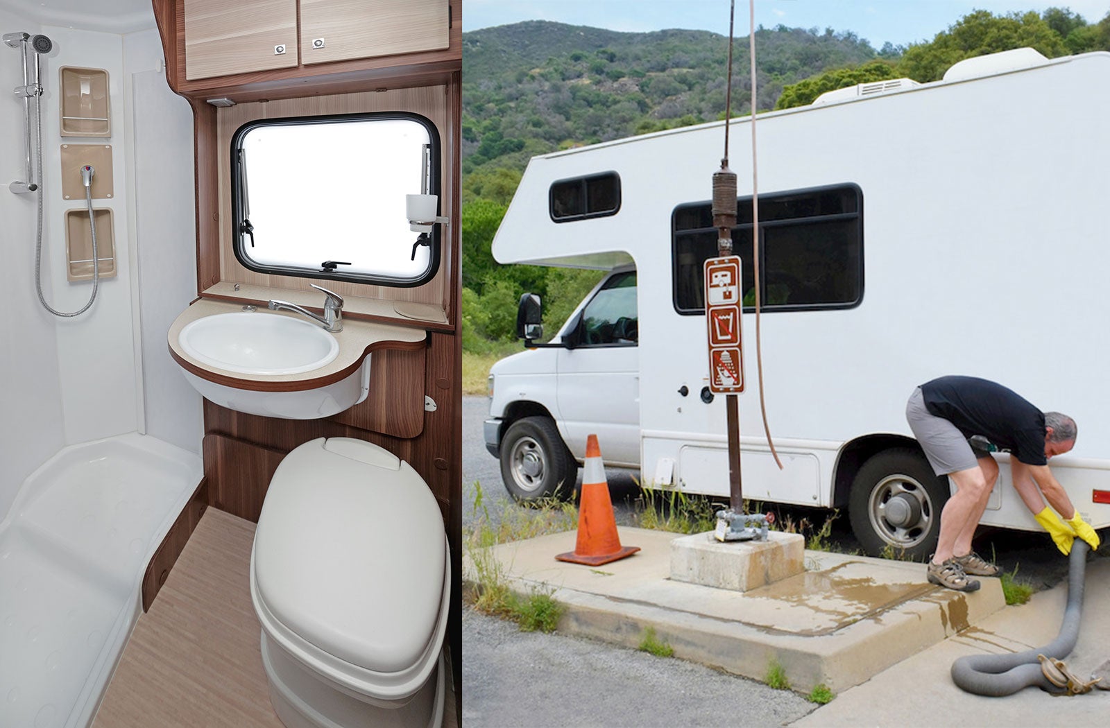 Portable RV/camper toilet and holding tank setup in Longview, Texas