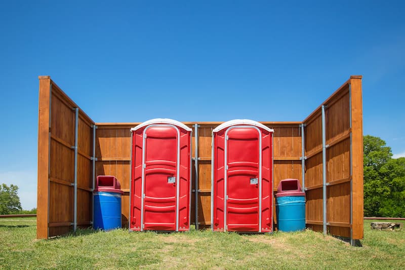 Short-term porta potty units staged for delivery in Longview, Texas
